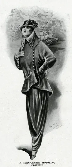 Framed Print : Woman in elegant motoring costume Framed Print : Woman in elegant motoring costume