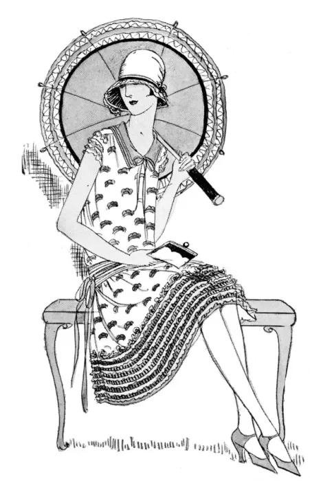 Framed Print : Woman sits with parasol