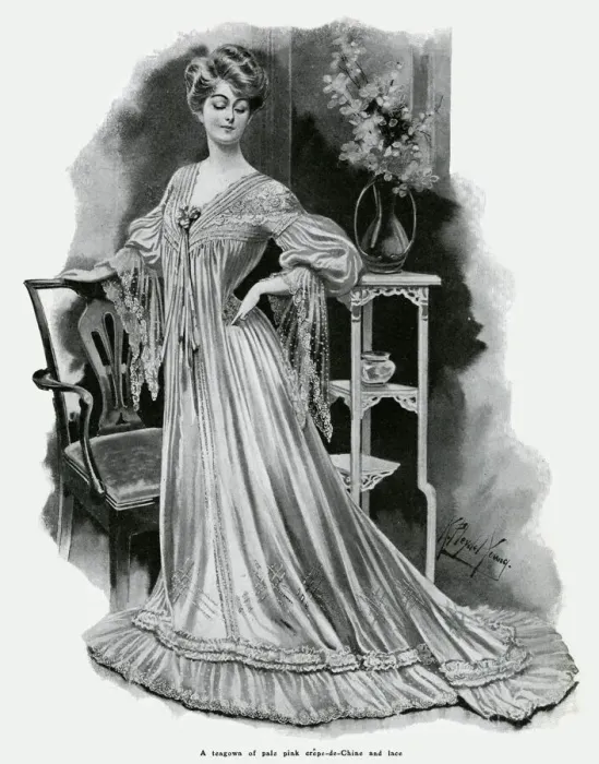 Framed Print : Woman wearing teagown 1905
