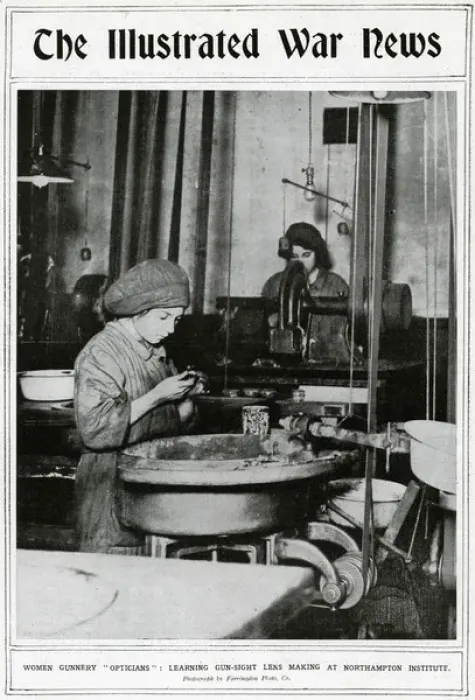 Framed Print : Women gunnery opticians, Illustrated War News, WW1 Framed Print : Women gunnery opticians, Illustrated War News, WW1