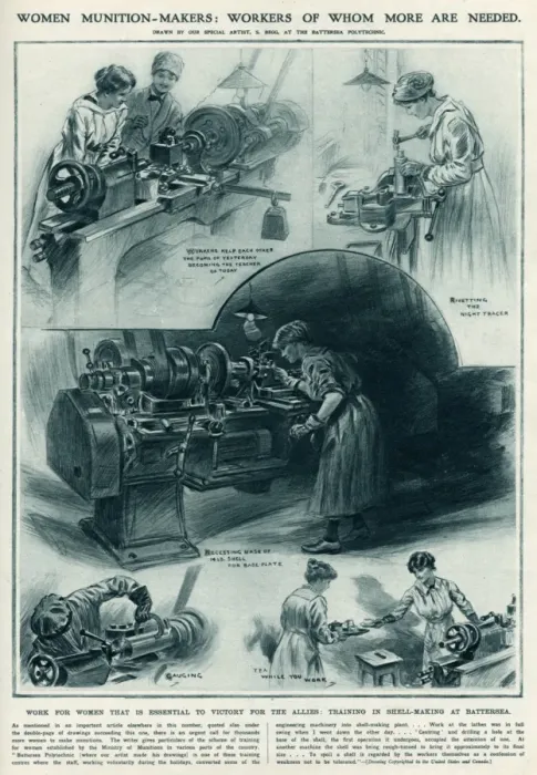 Framed Print : Women munition-makers 1916 Framed Print : Women munition-makers 1916
