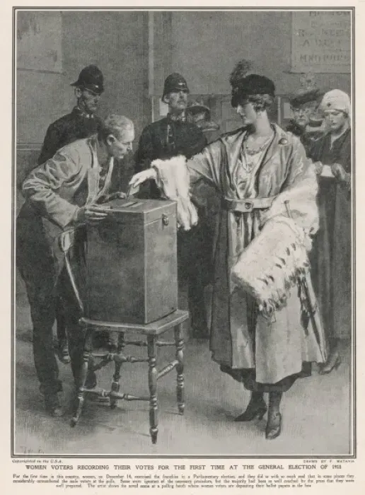 Framed Print : Women Recording their Vote for the First Time Framed Print : Women Recording their Vote for the First Time