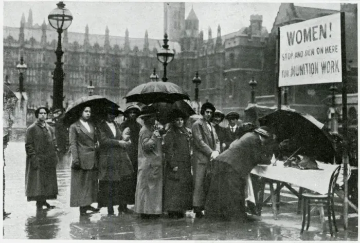 Framed Print : Women signing on for munitions work 1915 Framed Print : Women signing on for munitions work 1915