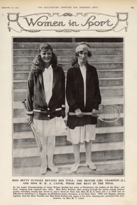 Framed Print : Women in Sport - Betty Nuthall & M. H. A. Cator, tennis