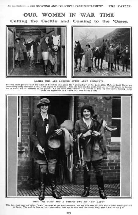 Framed Print : Our Women in War Time - ladies looking after army remounts