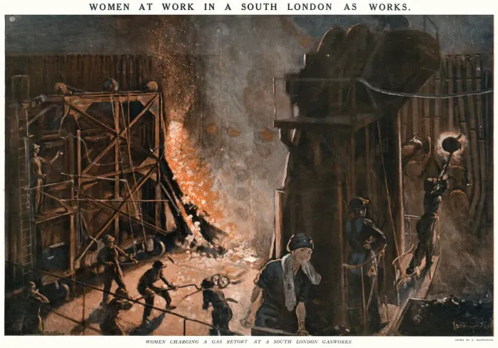 Framed Print : Women working at a South London gas works 1918 Framed Print : Women working at a South London gas works 1918