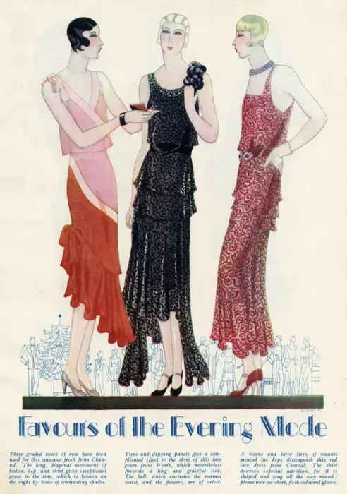 Framed Print : Womens evening dresses 1929 Framed Print : Womens evening dresses 1929