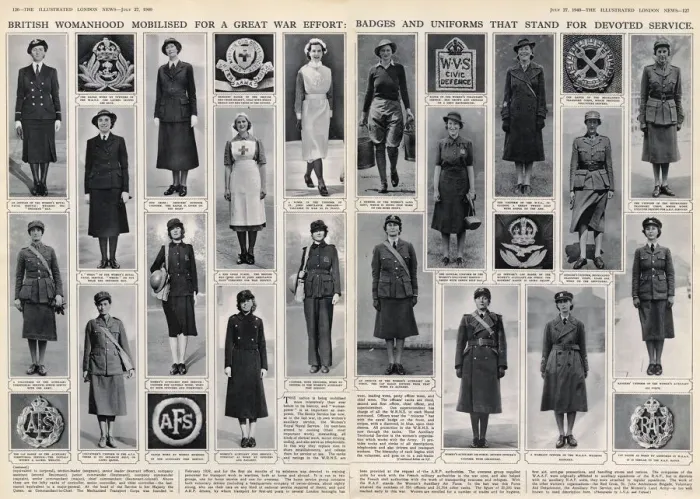 Framed Print : Womens uniforms and badges, WW2 Framed Print : Womens uniforms and badges, WW2