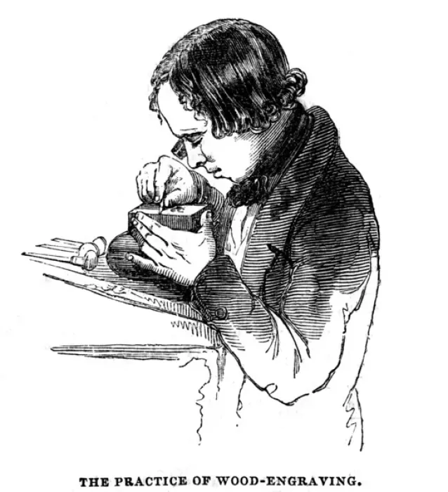 Framed Print : Wood Engraver C1850