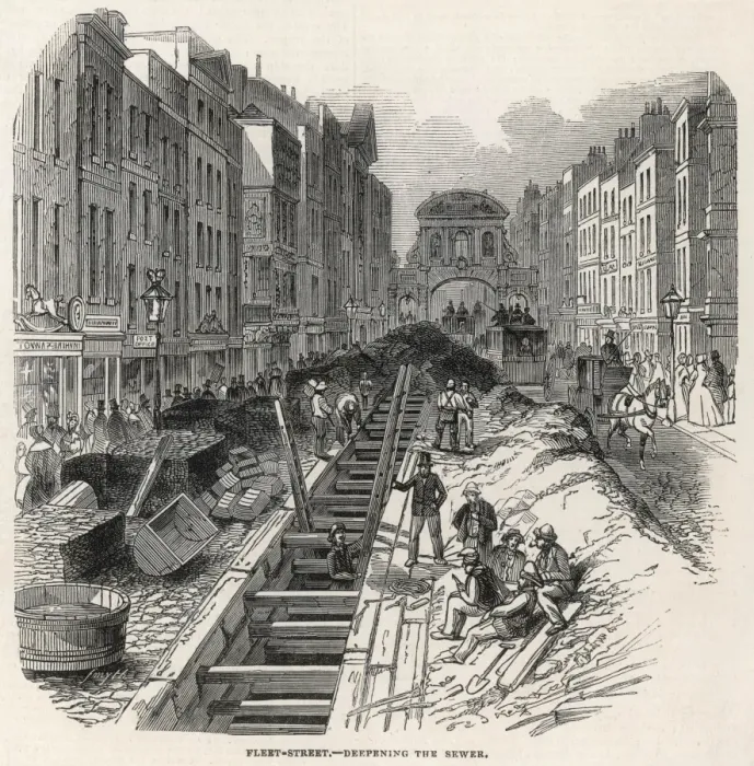 Framed Print : Work on the Fleet Street Sewer, London, 1845 Framed Print : Work on the Fleet Street Sewer, London, 1845