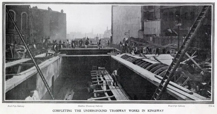 Framed Print : Work on the tramway in Kingsway, London, connecting the lines in the north and south Framed Print : Work on the tramway in Kingsway, London, connecting the lines in the north and south