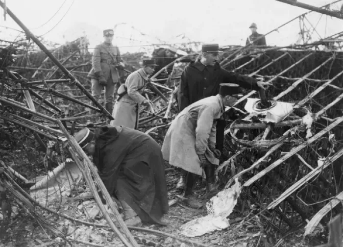Framed Print : Wreckage of R101 airship