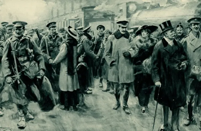 Framed Print : WW1 - Home on leave, Victoria Station, London