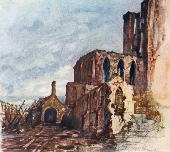 Framed Print : Ww1 Messines Church 1914 Framed Print : Ww1 Messines Church 1914