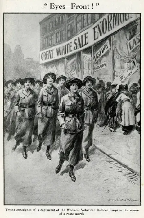 Framed Print : WW1 women volunteers distracted by sales, 1915 Framed Print : WW1 women volunteers distracted by sales, 1915