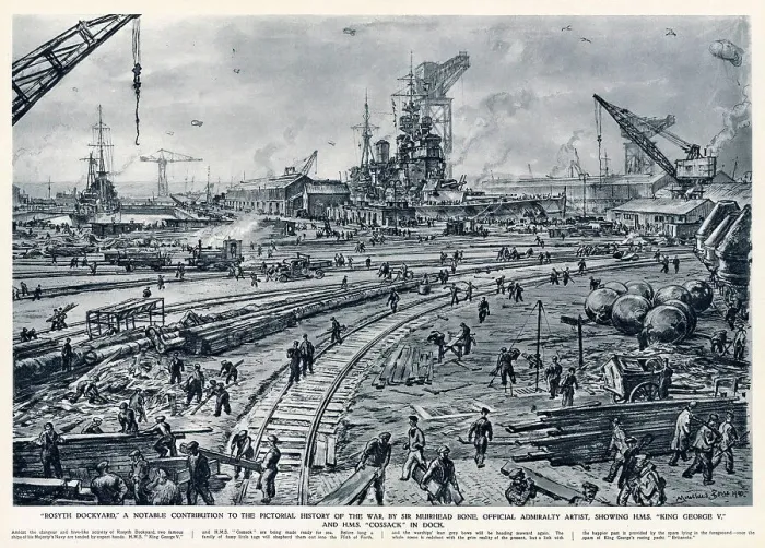 Framed Print : WW2 - Rosyth Dockyard with HMS George V and HMS Cossack in dock Date: 1941 Framed Print : WW2 - Rosyth Dockyard with HMS George V and HMS Cossack in dock Date: 1941