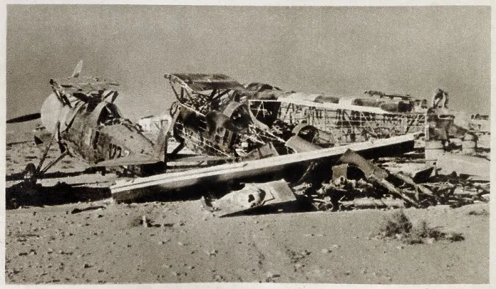 Framed Print : WW2 - The wreckage of a group of Italian Fighters and Bombers - Western Desert. Date: 1941 Framed Print : WW2 - The wreckage of a group of Italian Fighters and Bombers - Western Desert. Date: 1941