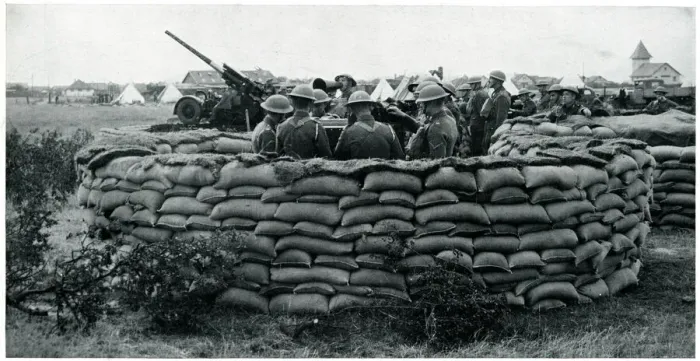 Framed Print : WWII September 1939 Circular sandbag redoubt Framed Print : WWII September 1939 Circular sandbag redoubt