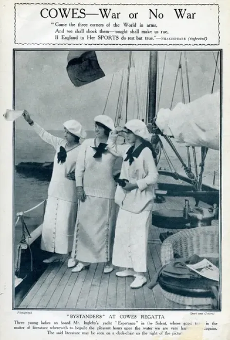 Framed Print : Three young women on a yacht at Cowes, Isle of Wight Framed Print : Three young women on a yacht at Cowes, Isle of Wight
