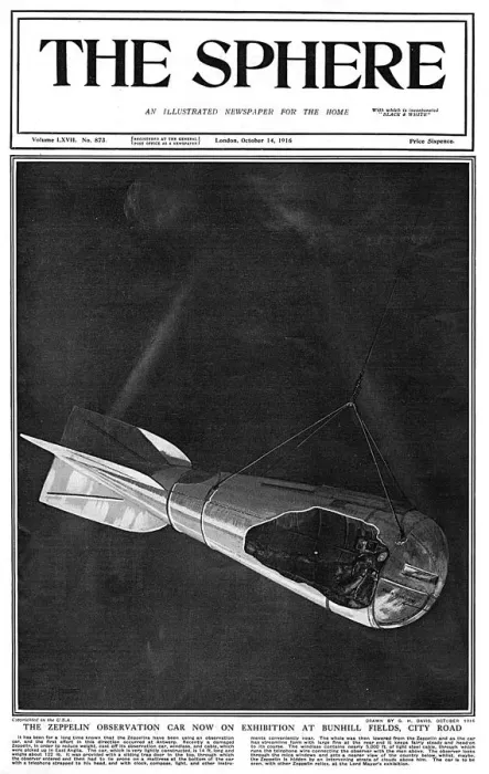Framed Print : Zeppelin observation car by G. H. Davis, WW1 Framed Print : Zeppelin observation car by G. H. Davis, WW1