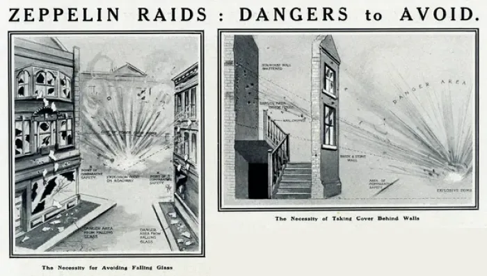 Framed Print : Zeppelin raids -- dangers to avoid