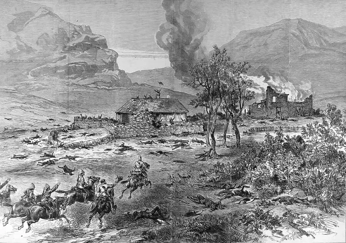 Framed Print : The Zulu war. The entrenched position at Rorke's Drift Framed Print : The Zulu war. The entrenched position at Rorke's Drift
