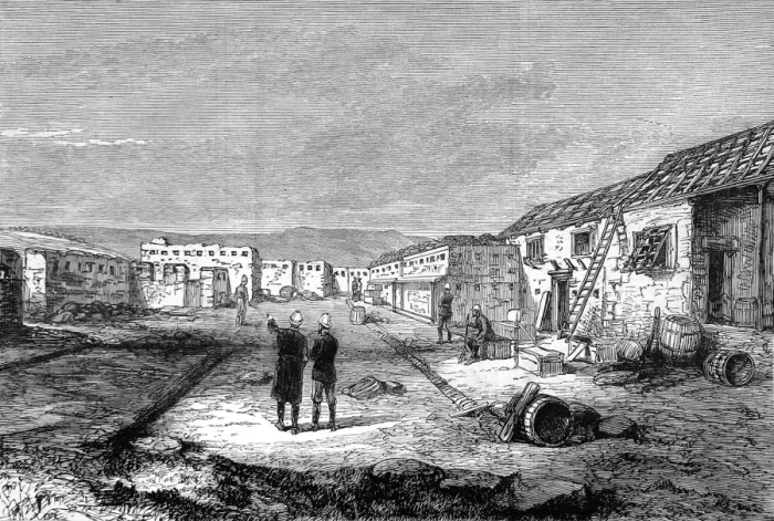 Framed Print : Zulu war sketches by our special artist. Interior of the old Framed Print : Zulu war sketches by our special artist. Interior of the old