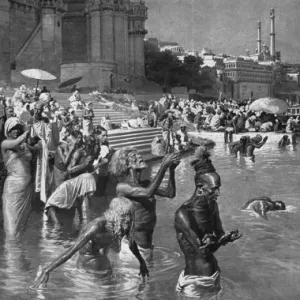 Bathing in the Ganges by Fortunino Matania Bathing in the Ganges by Fortunino Matania