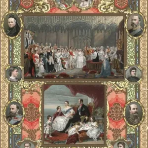 Colour plate of the early life of Queen Victoria and Prince