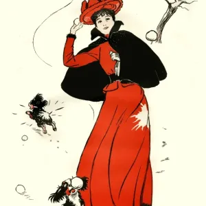 One for Fido by Cecil Aldin - throwing snowballs