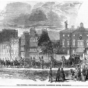 Funeral procession of Sir Robert Peel leaves Cambridge House