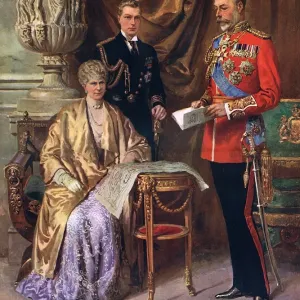 George V, Queen Mary & Prince of Wales by Matania George V, Queen Mary & Prince of Wales by Matania