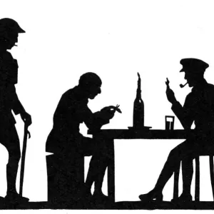 H. L. Oakley cutting the silhouette of a fellow officer H. L. Oakley cutting the silhouette of a fellow officer