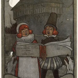 Singing Christmas Carols by Cecil Aldin