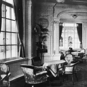 View of the luxurious reading room onboard the Titanic View of the luxurious reading room onboard the Titanic
