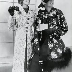 Women wearing floral design coats 1937