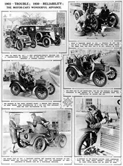 May Prints: 1903-Trouble; 1930-Reliability: The Motor cars wonderful ad
