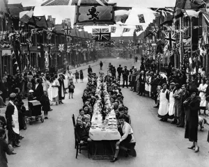 Fulham Prints: 1937 Coronation - street party in Fulham