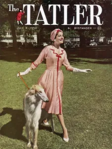 Check Prints: 1958 Tatler cover: fashionable lady in a park