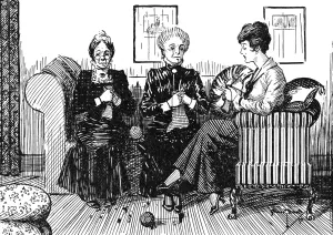 Knitting Prints: 2 Plain, 1 Purl, WW1 knitting cartoon