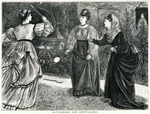 Images Dated 9th April 2019: 3 LADIES PLAY BATTLEDORE 1871