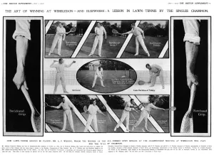 Sportsman Prints: A. F. Wilding, Wimbledon champ, demonstrates tennis strokes