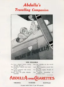 Cigarette Prints: Abdulla cigarette advertisement featuring woman aviator