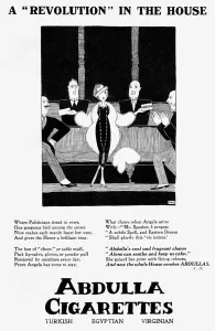 Cigarettes Prints: Abdulla Cigarettes advert featuring female M. P. 1919