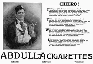 Cigarettes Prints: Abdullah cigarettes advertisement, WW1