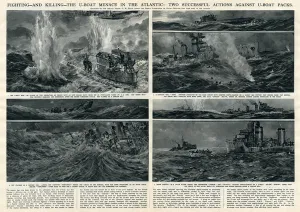 Actions Prints: Actions against U-boats in Atlantic by G. H. Davis