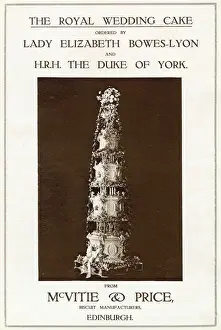 1923 Prints: Advertisement for the 10ft high royal wedding of the Duke of York to Lady Elizabeth