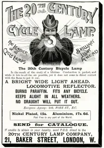 20th Prints: Advert for The 20th Century Cycle Lamp 1897