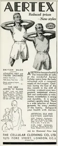 Undergarment Prints: Advert for Aertex athletic vest 1932