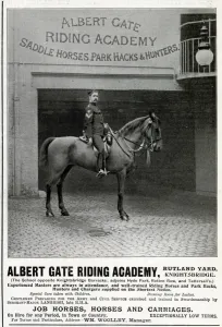 Saddle Prints: Advert for Albert Gate Riding Academy 1900